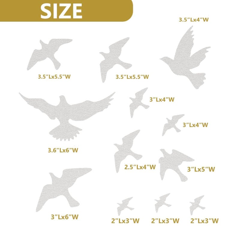 MESINURS Anti-Collision Window Bird Stickers Decals Glass Door Protect and Save Bird Strikes (Clear) - Image 2
